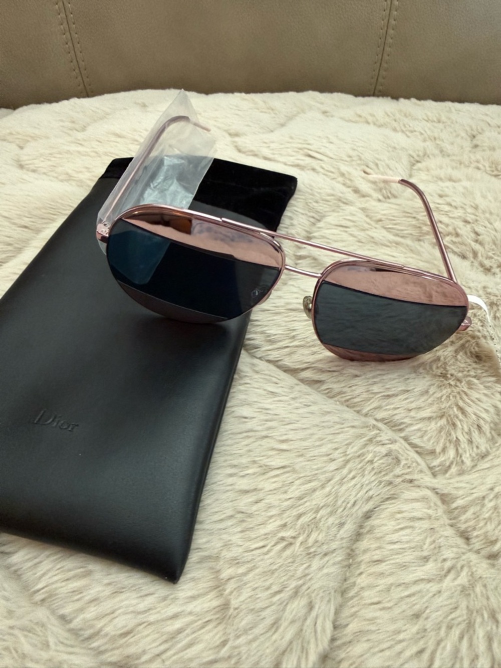 Dior Pink Metal Frame Sunglasses with Dark Lenses